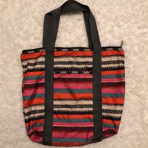 LeSportSac colored stripe medium travel tote